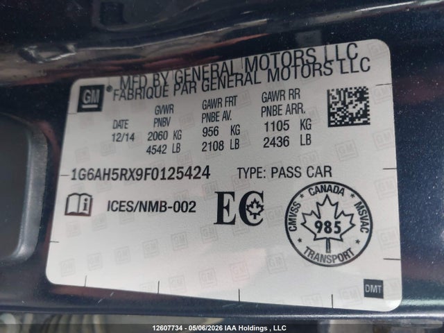 Cadillac ATS 2015 1G6AH5RX9F0125424 Image 9