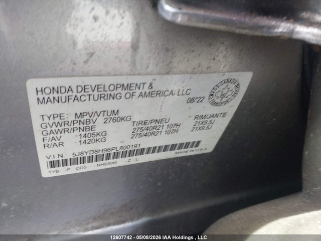2023 Acura Mdx Type S მანქანა იყიდება აუქციონზე, vin: 5J8YD8H96PL800191, აუქციონის ნომერი: 12607742