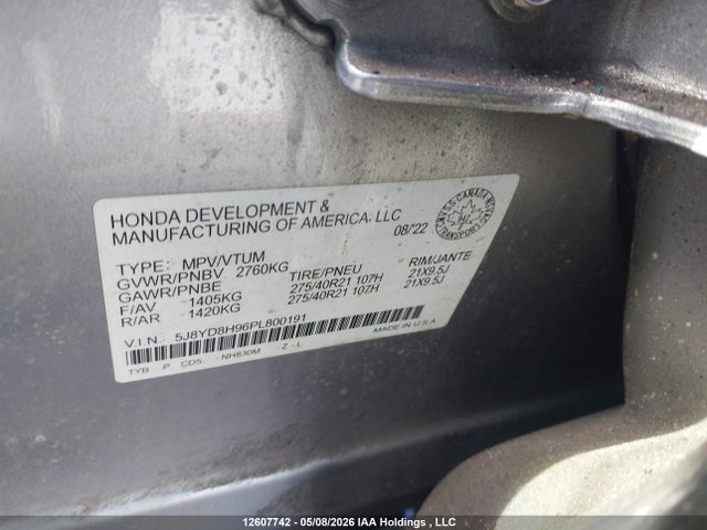 2023 Acura Mdx Type S მანქანა იყიდება აუქციონზე, vin: 5J8YD8H96PL800191, აუქციონის ნომერი: 12607742