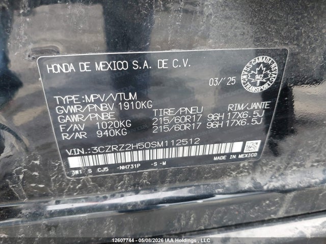Продажа на аукционе авто 2025 Honda Hr-v Sport-b, vin: 3CZRZ2H50SM112512, номер лота: 12607744