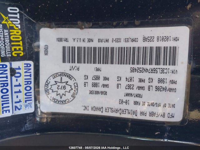 Aukcja sprzedaży 2004 Chrysler Sebring Lxi, vin: 1C3EL56R74N252485, numer aukcji: 12607748