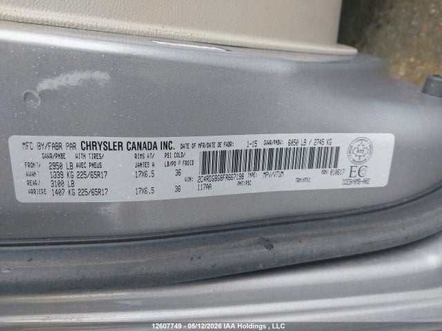 2015 Dodge Grand Caravan Se/sxt მანქანა იყიდება აუქციონზე, vin: 2C4RDGBG8FR667198, აუქციონის ნომერი: 12607749