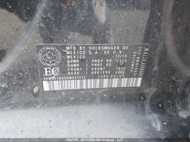 Aukcja sprzedaży 2016 Volkswagen Gti S/se/autobahn, vin: 3VW547AUXGM037372, numer aukcji: 12607755