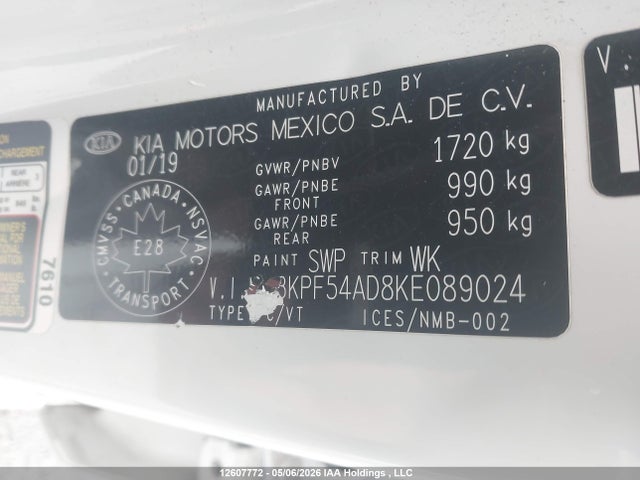 3KPF54AD8KE089024 KIA Forte