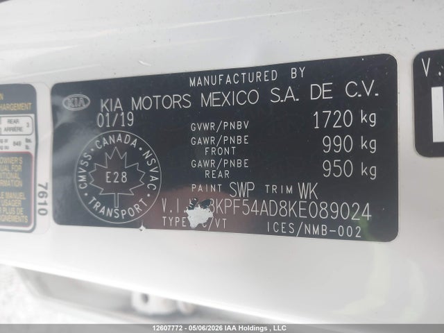 3KPF54AD8KE089024 KIA Forte