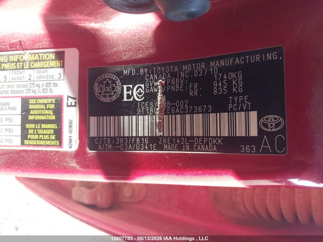 Продаж на аукціоні авто 2010 Toyota Corolla, vin: 2T1BU4EE6AC373673, номер лоту: 12607783