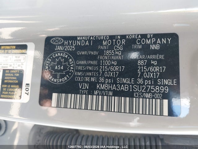 Продажа на аукционе авто 2025 Hyundai Kona Se, vin: KM8HA3AB1SU275899, номер лота: 12607792