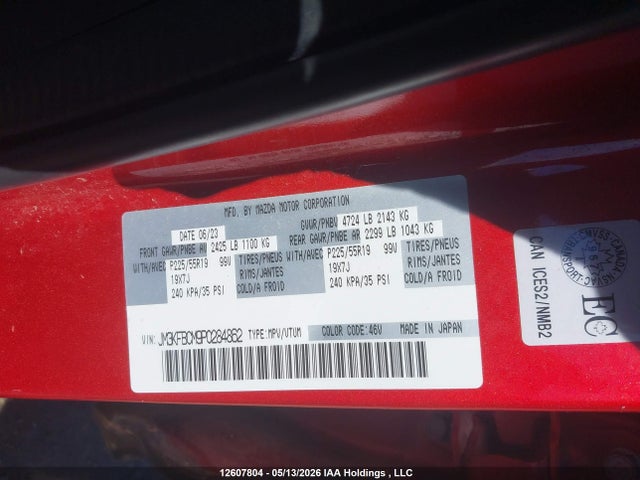 2023 Mazda Cx-5 Preferred მანქანა იყიდება აუქციონზე, vin: JM3KFBCM9P0284862, აუქციონის ნომერი: 12607804