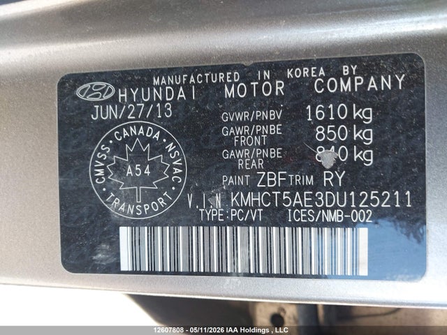 2013 Hyundai Accent Gls/gs მანქანა იყიდება აუქციონზე, vin: KMHCT5AE3DU125211, აუქციონის ნომერი: 12607808