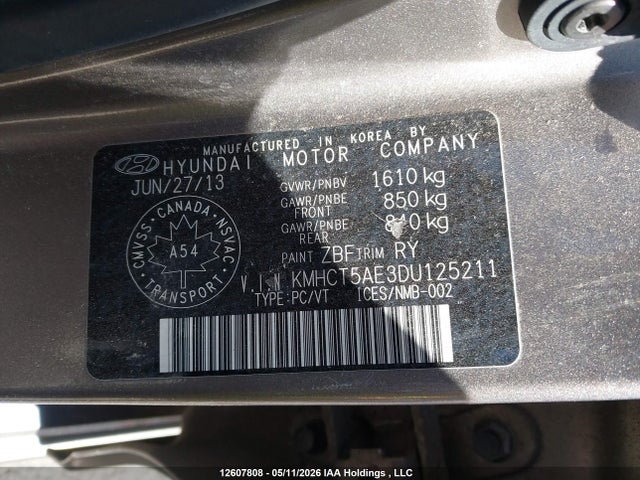 2013 Hyundai Accent Gls/gs მანქანა იყიდება აუქციონზე, vin: KMHCT5AE3DU125211, აუქციონის ნომერი: 12607808