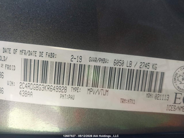 2C4RDGBG3KR649928 Dodge Grand Caravan Se