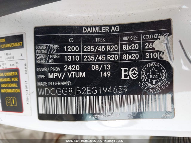 WDCGG8JB2EG194659 Mercedes-Benz Glk 350 4matic