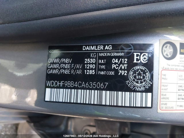 Aukcja sprzedaży 2012 Mercedes-benz E 550 4matic, vin: WDDHF9BB4CA635067, numer aukcji: 12607863