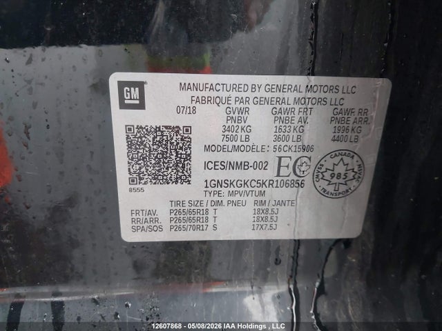 1GNSKGKC5KR106856 Chevrolet Suburban Ls