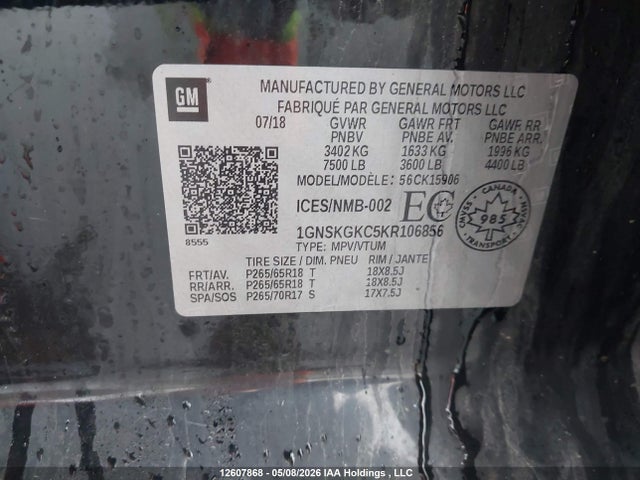 1GNSKGKC5KR106856 Chevrolet Suburban Ls