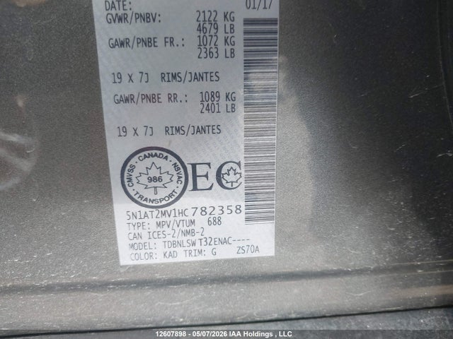 5N1AT2MV1HC782358 Nissan Rogue