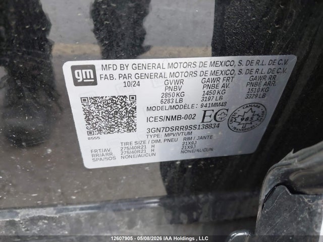 2025 Chevrolet Equinox Ev Rs მანქანა იყიდება აუქციონზე, vin: 3GN7DSRR9SS138834, აუქციონის ნომერი: 12607905