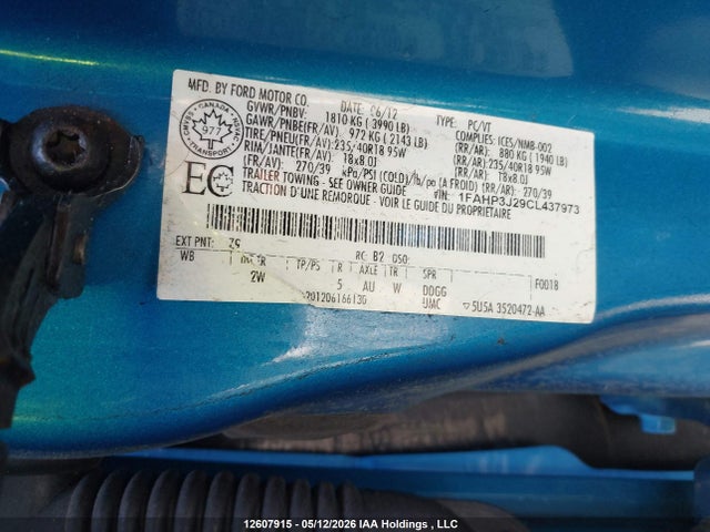 Продажа на аукционе авто 2012 Ford Focus Titanium, vin: 1FAHP3J29CL437973, номер лота: 12607915