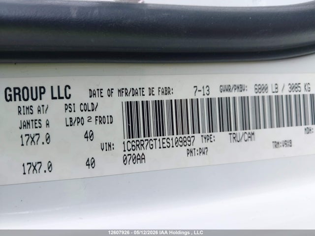 Продаж на аукціоні авто 2014 Ram 1500 Slt, vin: 1C6RR7GT1ES109897, номер лоту: 12607926