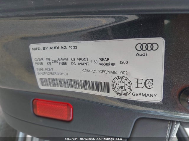 2024 Audi A5 45 Progressiv მანქანა იყიდება აუქციონზე, vin: WAUFACF53RA031131, აუქციონის ნომერი: 12607931