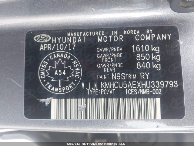 KMHCU5AEXHU339793 Hyundai Accent Sport