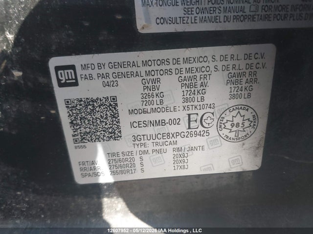 3GTUUCE8XPG269425 GMC SIERRA 1500
