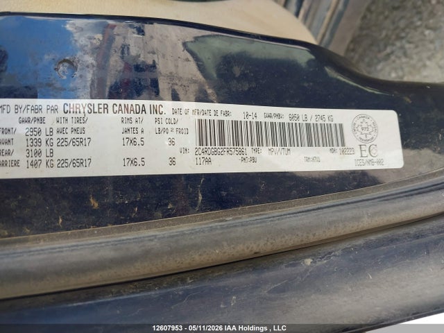 Продаж на аукціоні авто 2015 Dodge Grand Caravan Se/sxt, vin: 2C4RDGBG2FR575861, номер лоту: 12607953