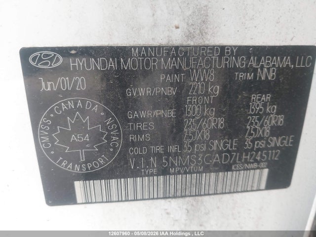 5NMS3CAD7LH245112 Hyundai Santa Fe