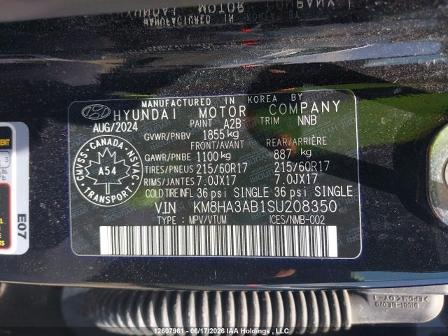 2025 Hyundai Kona მანქანა იყიდება აუქციონზე, vin: KM8HA3AB1SU208350, აუქციონის ნომერი: 12607961