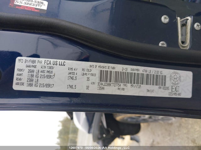 Aukcja sprzedaży 2019 Jeep Compass Trailhawk, vin: 3C4NJDDB8KT727754, numer aukcji: 12607970