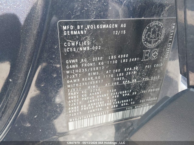 WVGJV7AX6GW064217 Volkswagen Tiguan Comfortline/highline/special Edition