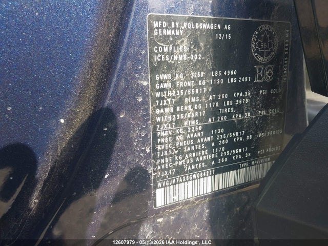 WVGJV7AX6GW064217 Volkswagen Tiguan Comfortline/highline/special Edition