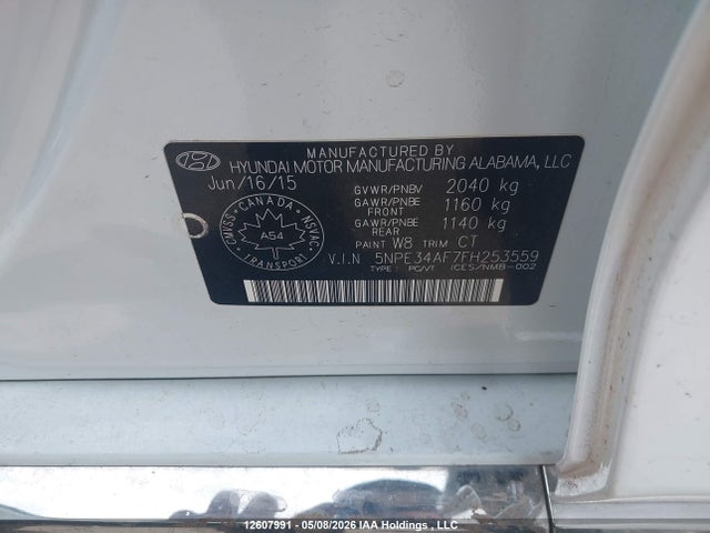 2015 Hyundai Sonata Sport Tech მანქანა იყიდება აუქციონზე, vin: 5NPE34AF7FH253559, აუქციონის ნომერი: 12607991