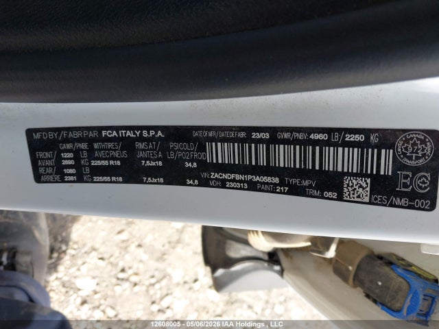 12608005 :رقم المزاد ، ZACNDFBN1P3A05838 vin ، 2023 Dodge Hornet Gt Plus مزاد بيع