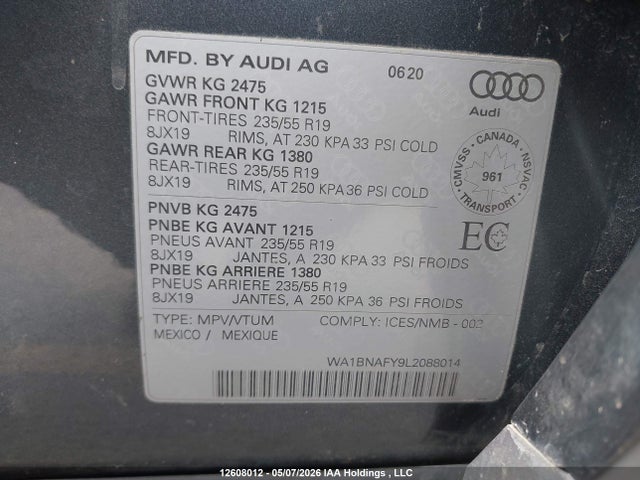WA1BNAFY9L2088014 Audi Q5
