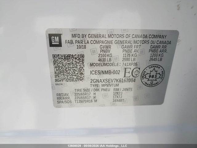 Продаж на аукціоні авто 2019 Chevrolet Equinox Ls, vin: 2GNAXSEV7K6167084, номер лоту: 12608029