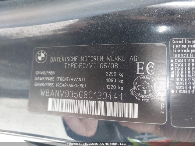 2008 Bmw 535xi მანქანა იყიდება აუქციონზე, vin: WBANV93568C130441, აუქციონის ნომერი: 12597417