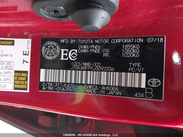 Toyota PRIUS PRIME 2018 JTDKARFP9J3092336 Image 9