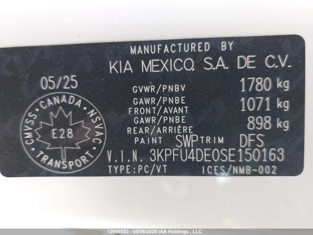 12608053 :رقم المزاد ، 3KPFU4DE0SE150163 vin ، 2025 Kia K4 Ex مزاد بيع