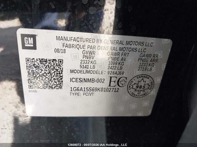 Продаж на аукціоні авто 2019 Cadillac Cts-v, vin: 1G6A15S69K0102712, номер лоту: 12608072