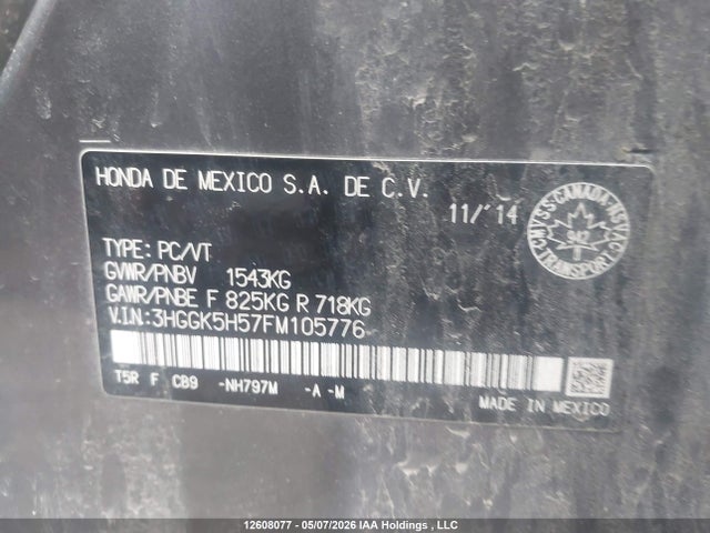 3HGGK5H57FM105776 Honda FIT LX