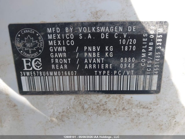 3VWE57BU6MM016607 Volkswagen JETTA SEL