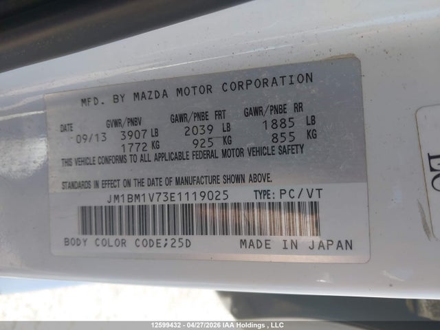 JM1BM1V73E1119025 Mazda Mazda3 Gs-sky