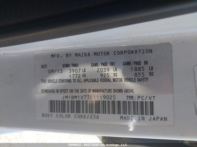 JM1BM1V73E1119025 Mazda Mazda3 Gs-sky