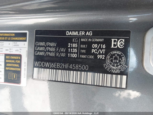 Продажа на аукционе авто 2017 Mercedes-benz Amg C 43 4matic, vin: WDDWJ6EB2HF458500, номер лота: 12608104