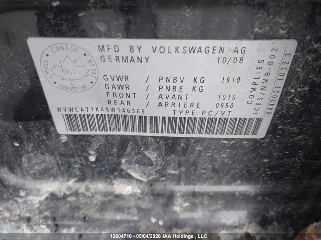 Aukcja sprzedaży 2009 Volkswagen Rabbit 5-door Comfortline/5-door Trendline, vin: WVWCA71K49W146365, numer aukcji: 12604718
