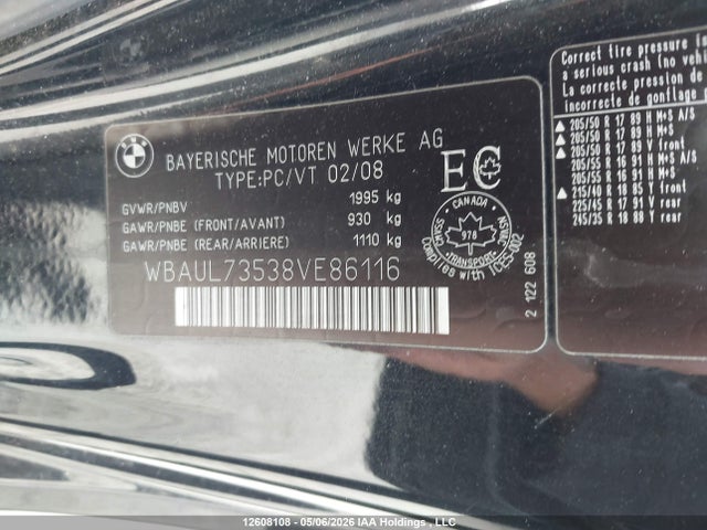 Продаж на аукціоні авто 2008 Bmw 128i, vin: WBAUL73538VE86116, номер лоту: 12608108