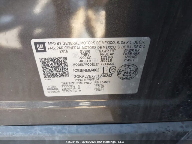 3GKALVEX7LL230242 GMC Terrain Slt