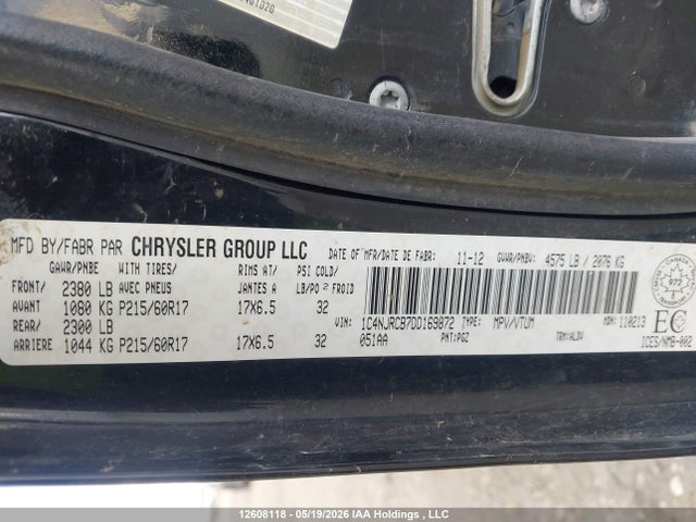 Aukcja sprzedaży 2013 Jeep Patriot Limited, vin: 1C4NJRCB7DD169872, numer aukcji: 12608118