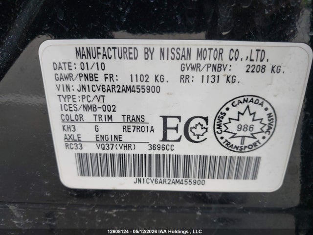 Продажа на аукционе авто 2010 Infiniti G37, vin: JN1CV6AR2AM455900, номер лота: 12608124